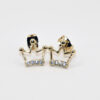Gold Crown Stud Earrings with Clear Zirconia