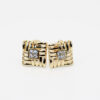 Gold Textured Square Stud Earrings with Clear Zirconia Center