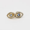 Gold Eye‑Shaped Stud Earrings with Clear Zirconia Detail