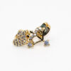 Gold Heart and Letter “A” Mismatched Stud Earrings with Clear Stones