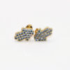 Gold Hamsa Hand Stud Earrings with Blue Stones